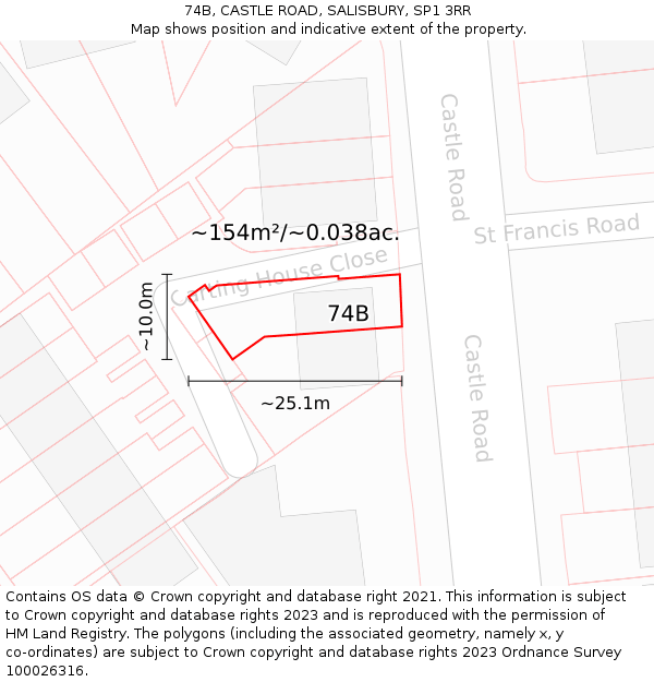 74B, CASTLE ROAD, SALISBURY, SP1 3RR: Plot and title map