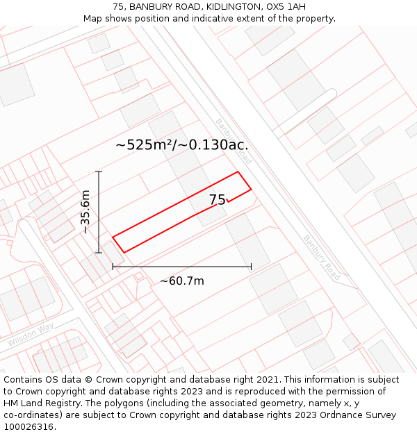 75, BANBURY ROAD, KIDLINGTON, OX5 1AH: Plot and title map