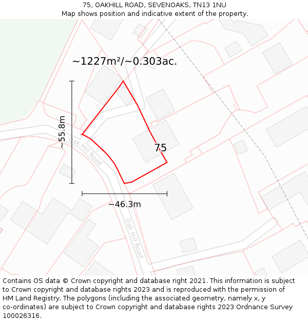 75, OAKHILL ROAD, SEVENOAKS, TN13 1NU: Plot and title map