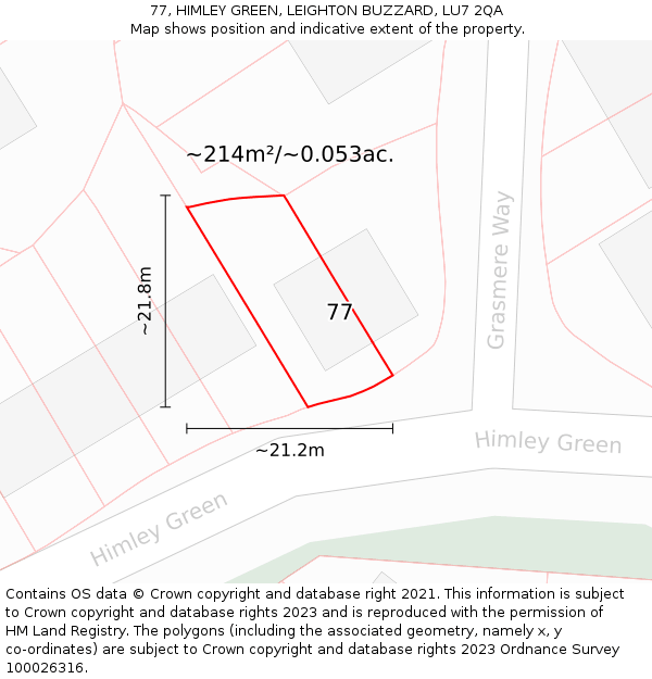 77, HIMLEY GREEN, LEIGHTON BUZZARD, LU7 2QA: Plot and title map