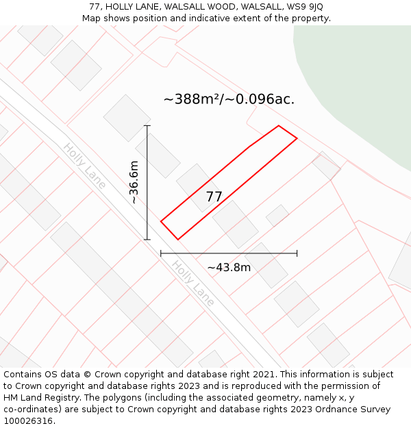 77, HOLLY LANE, WALSALL WOOD, WALSALL, WS9 9JQ: Plot and title map