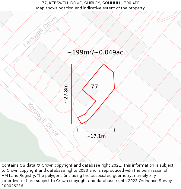 77, KERSWELL DRIVE, SHIRLEY, SOLIHULL, B90 4PE: Plot and title map