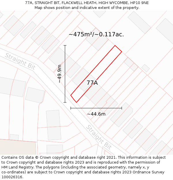 77A, STRAIGHT BIT, FLACKWELL HEATH, HIGH WYCOMBE, HP10 9NE: Plot and title map