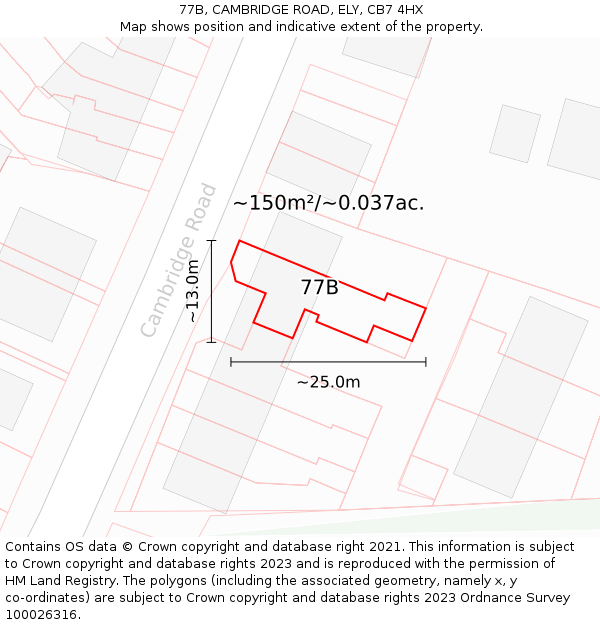 77B, CAMBRIDGE ROAD, ELY, CB7 4HX: Plot and title map