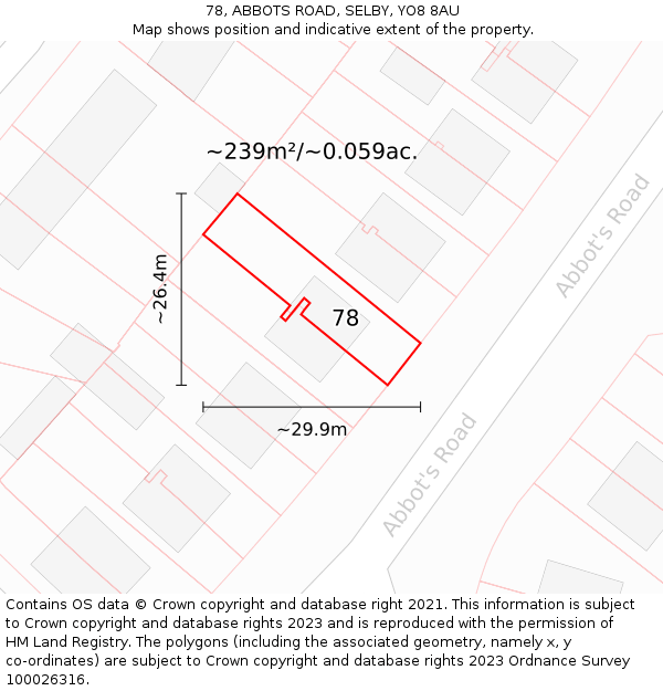 78, ABBOTS ROAD, SELBY, YO8 8AU: Plot and title map
