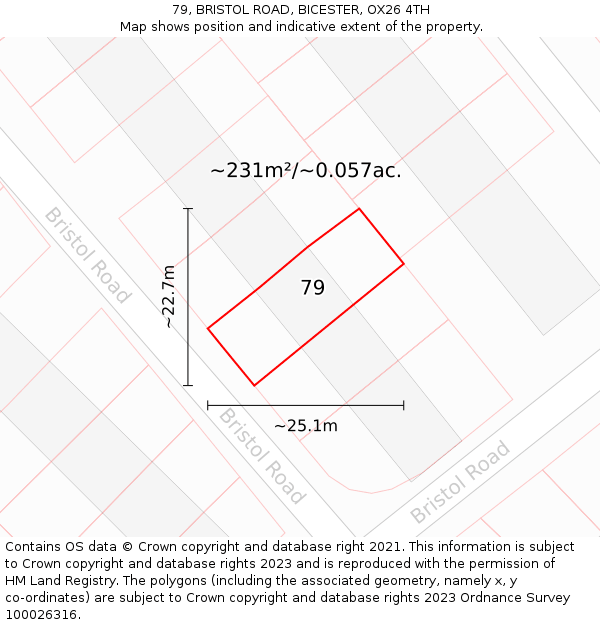 79, BRISTOL ROAD, BICESTER, OX26 4TH: Plot and title map