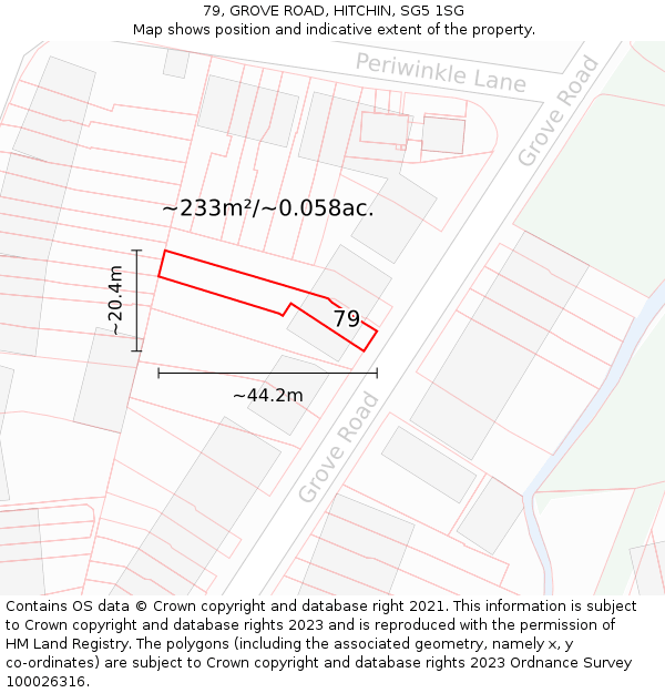 79, GROVE ROAD, HITCHIN, SG5 1SG: Plot and title map