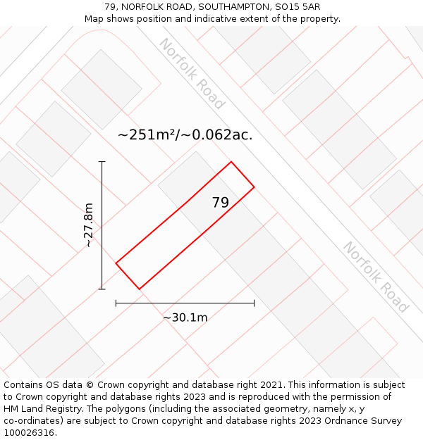 79, NORFOLK ROAD, SOUTHAMPTON, SO15 5AR: Plot and title map