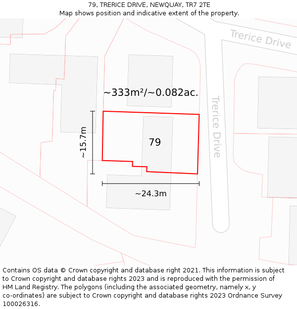 79, TRERICE DRIVE, NEWQUAY, TR7 2TE: Plot and title map