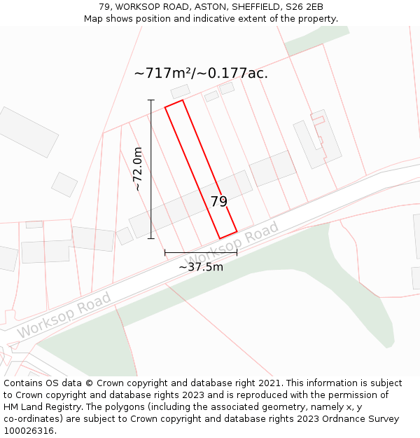 79, WORKSOP ROAD, ASTON, SHEFFIELD, S26 2EB: Plot and title map