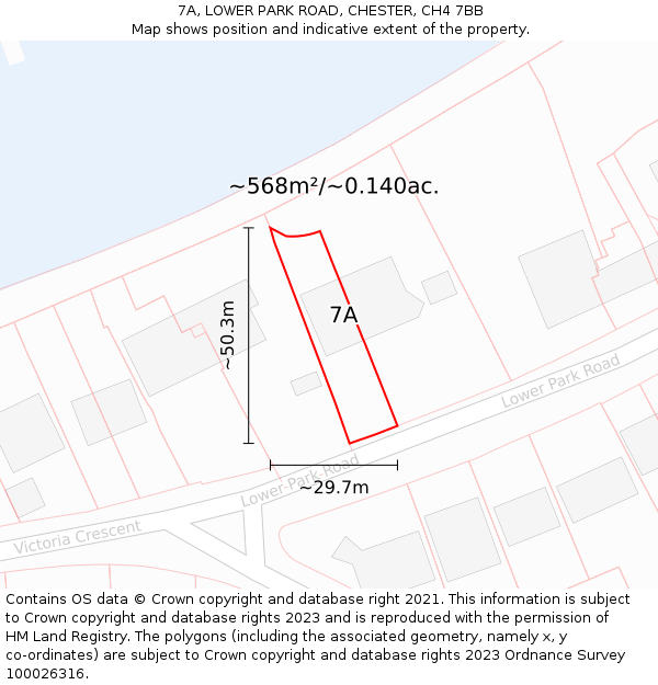 7A, LOWER PARK ROAD, CHESTER, CH4 7BB: Plot and title map