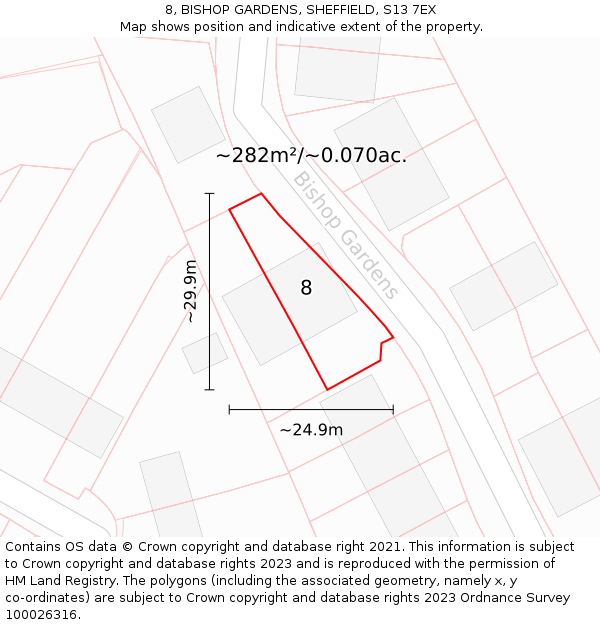 8, BISHOP GARDENS, SHEFFIELD, S13 7EX: Plot and title map