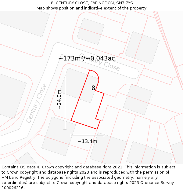 8, CENTURY CLOSE, FARINGDON, SN7 7YS: Plot and title map