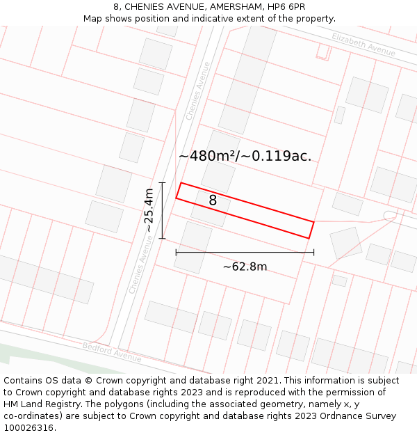 8, CHENIES AVENUE, AMERSHAM, HP6 6PR: Plot and title map