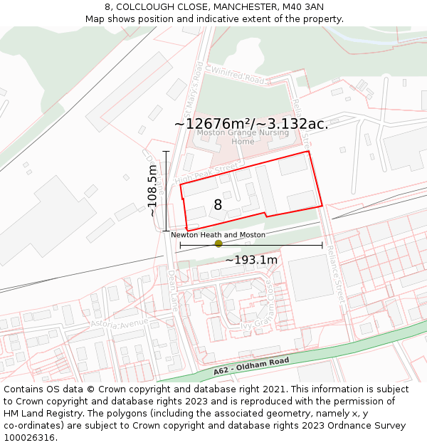 8, COLCLOUGH CLOSE, MANCHESTER, M40 3AN: Plot and title map