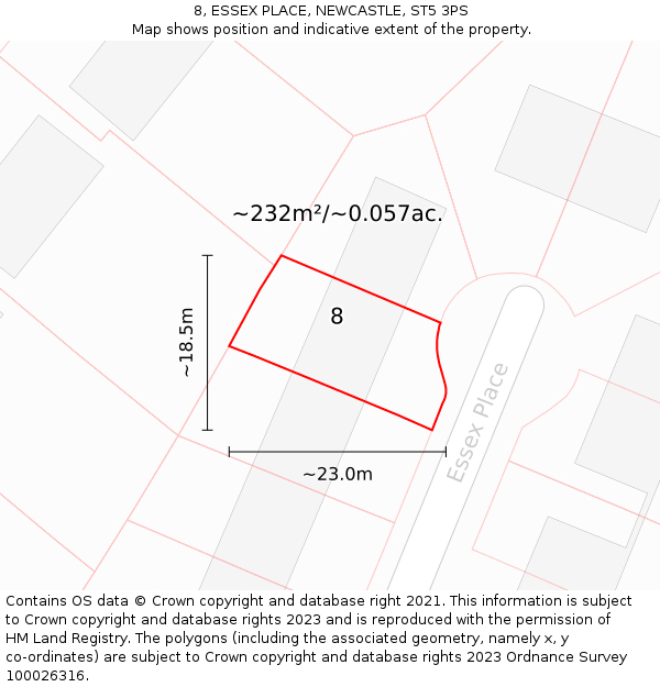 8, ESSEX PLACE, NEWCASTLE, ST5 3PS: Plot and title map