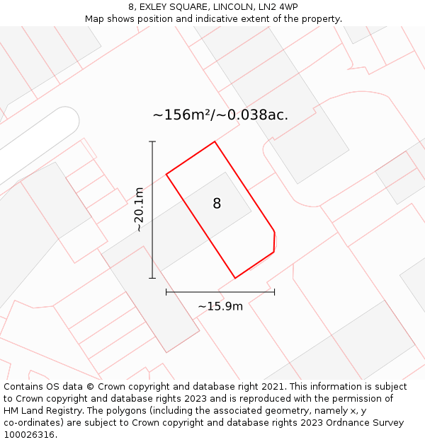 8, EXLEY SQUARE, LINCOLN, LN2 4WP: Plot and title map