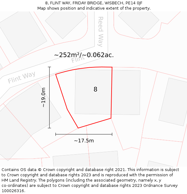 8, FLINT WAY, FRIDAY BRIDGE, WISBECH, PE14 0JF: Plot and title map