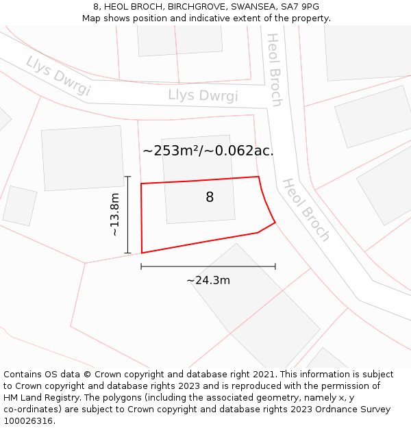 8, HEOL BROCH, BIRCHGROVE, SWANSEA, SA7 9PG: Plot and title map