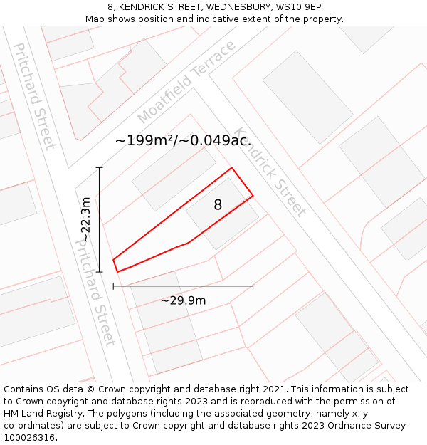 8, KENDRICK STREET, WEDNESBURY, WS10 9EP: Plot and title map