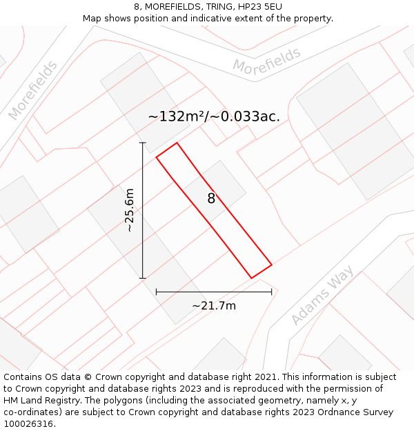 8, MOREFIELDS, TRING, HP23 5EU: Plot and title map