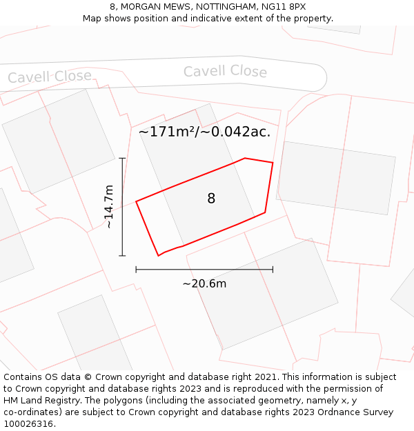 8, MORGAN MEWS, NOTTINGHAM, NG11 8PX: Plot and title map