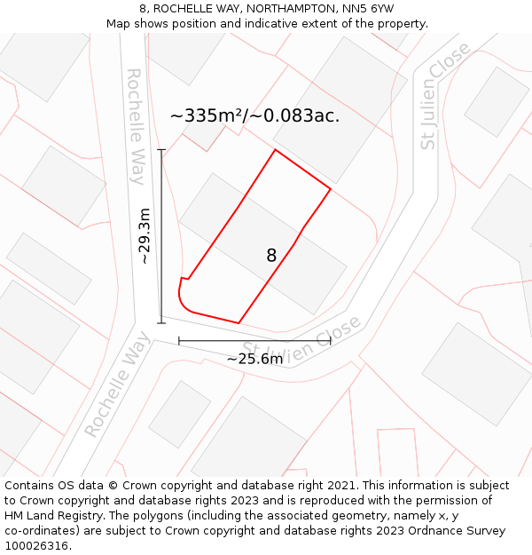 8, ROCHELLE WAY, NORTHAMPTON, NN5 6YW: Plot and title map