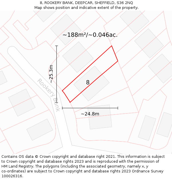 8, ROOKERY BANK, DEEPCAR, SHEFFIELD, S36 2NQ: Plot and title map