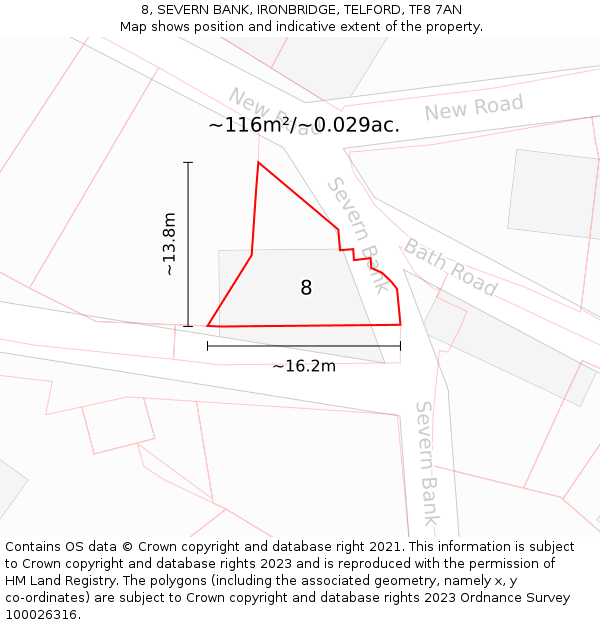 8, SEVERN BANK, IRONBRIDGE, TELFORD, TF8 7AN: Plot and title map