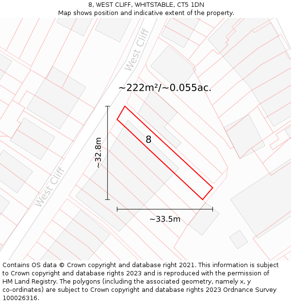 8, WEST CLIFF, WHITSTABLE, CT5 1DN: Plot and title map