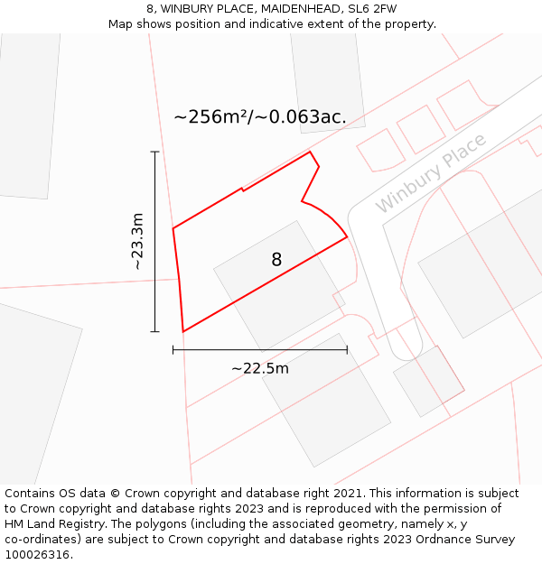 8, WINBURY PLACE, MAIDENHEAD, SL6 2FW: Plot and title map