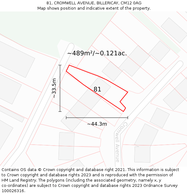 81, CROMWELL AVENUE, BILLERICAY, CM12 0AG: Plot and title map