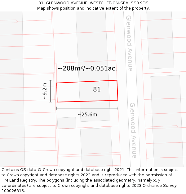 81, GLENWOOD AVENUE, WESTCLIFF-ON-SEA, SS0 9DS: Plot and title map