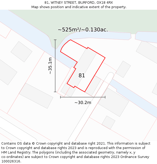 81, WITNEY STREET, BURFORD, OX18 4RX: Plot and title map