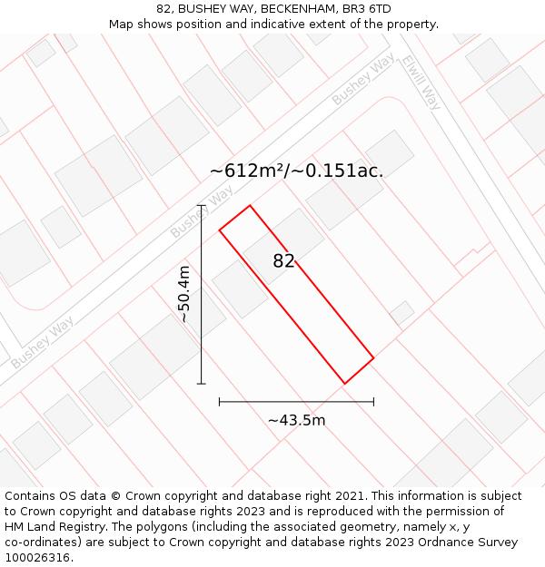 82, BUSHEY WAY, BECKENHAM, BR3 6TD: Plot and title map