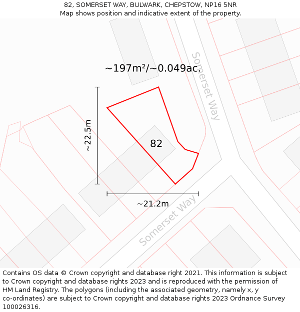 82, SOMERSET WAY, BULWARK, CHEPSTOW, NP16 5NR: Plot and title map