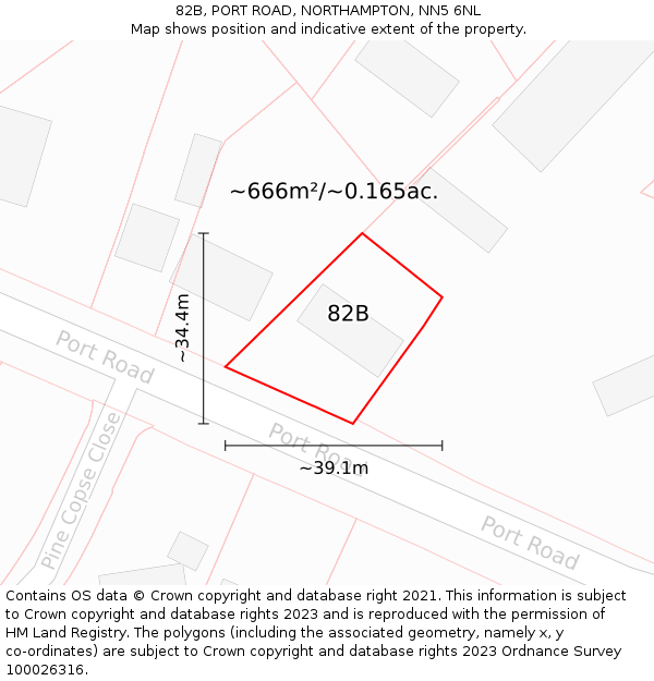 82B, PORT ROAD, NORTHAMPTON, NN5 6NL: Plot and title map