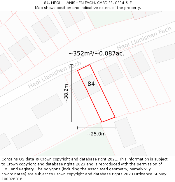 84, HEOL LLANISHEN FACH, CARDIFF, CF14 6LF: Plot and title map