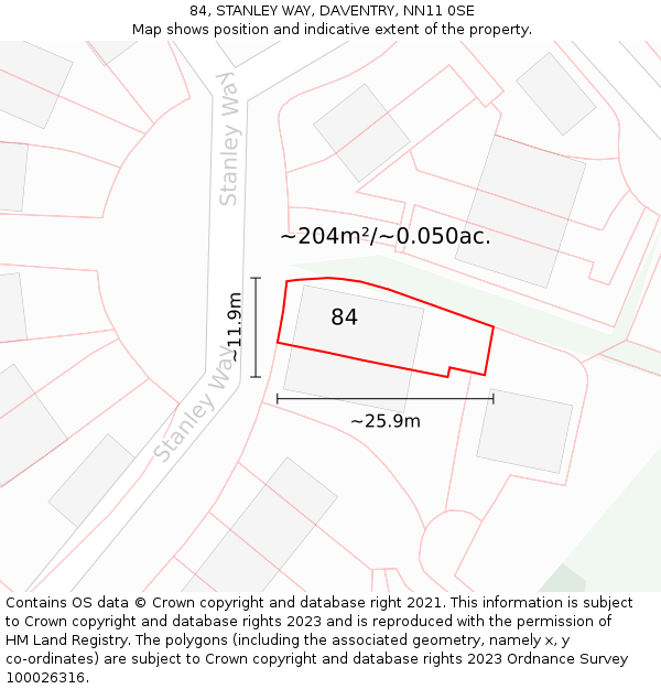 84, STANLEY WAY, DAVENTRY, NN11 0SE: Plot and title map