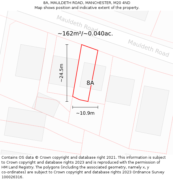 8A, MAULDETH ROAD, MANCHESTER, M20 4ND: Plot and title map