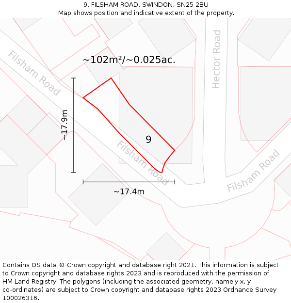 9, FILSHAM ROAD, SWINDON, SN25 2BU: Plot and title map