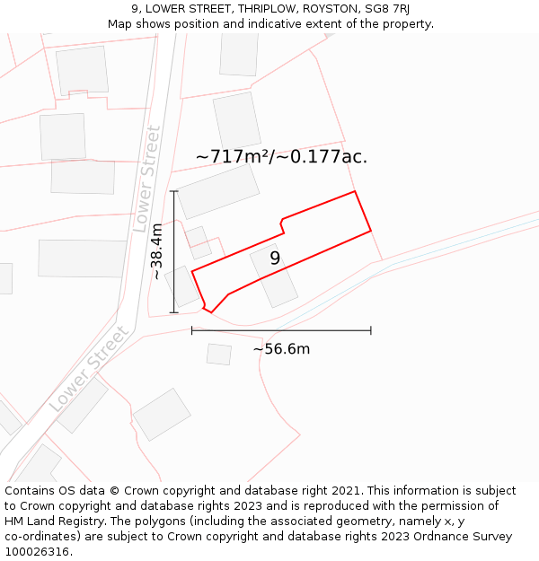 9, LOWER STREET, THRIPLOW, ROYSTON, SG8 7RJ: Plot and title map