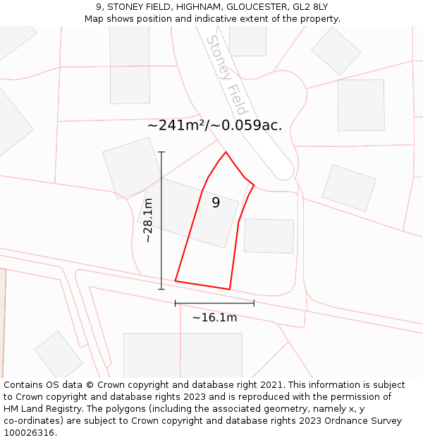 9, STONEY FIELD, HIGHNAM, GLOUCESTER, GL2 8LY: Plot and title map