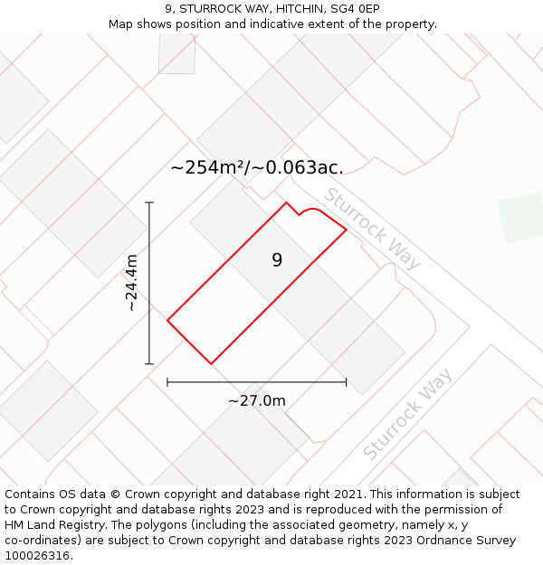 9, STURROCK WAY, HITCHIN, SG4 0EP: Plot and title map