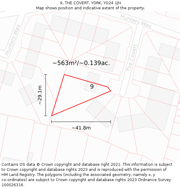 9, THE COVERT, YORK, YO24 1JN: Plot and title map