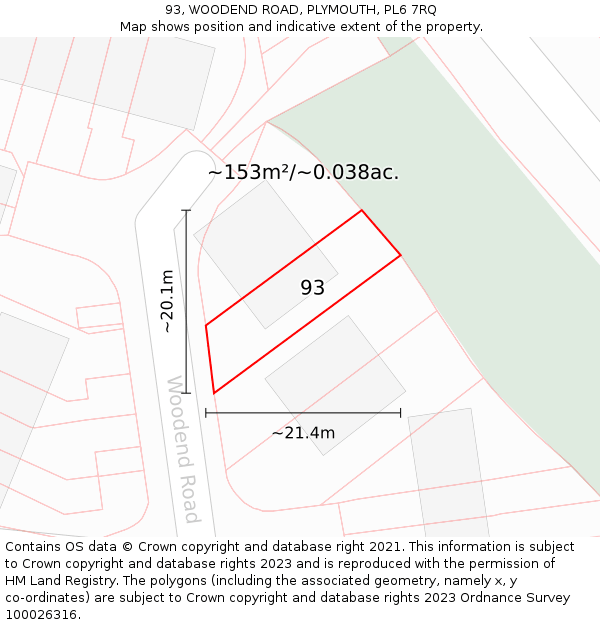 93, WOODEND ROAD, PLYMOUTH, PL6 7RQ: Plot and title map
