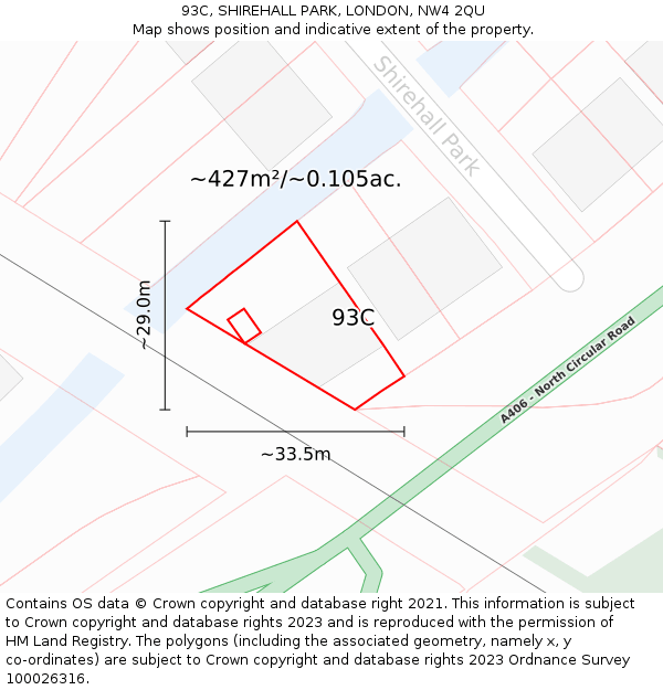 93C, SHIREHALL PARK, LONDON, NW4 2QU: Plot and title map
