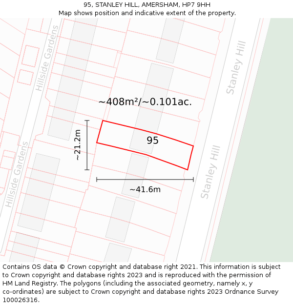 95, STANLEY HILL, AMERSHAM, HP7 9HH: Plot and title map