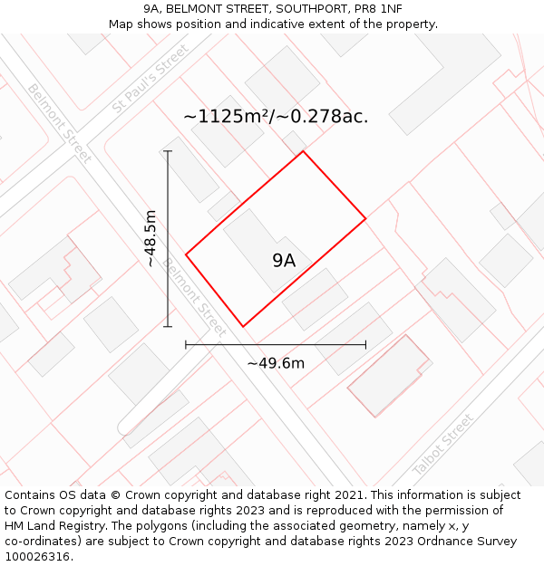 9A, BELMONT STREET, SOUTHPORT, PR8 1NF: Plot and title map