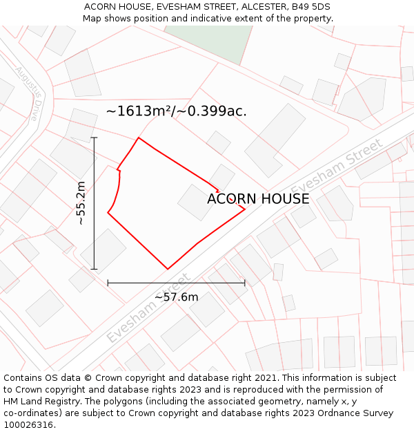 ACORN HOUSE, EVESHAM STREET, ALCESTER, B49 5DS: Plot and title map